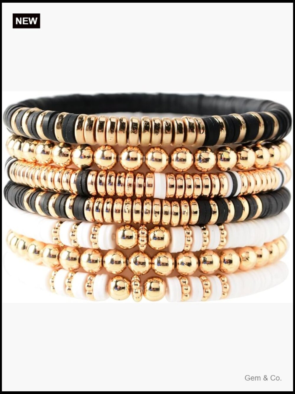 Heishi Clay Bead Bracelets Set Stackable Stretch Boho Layering Surfer Jewelry